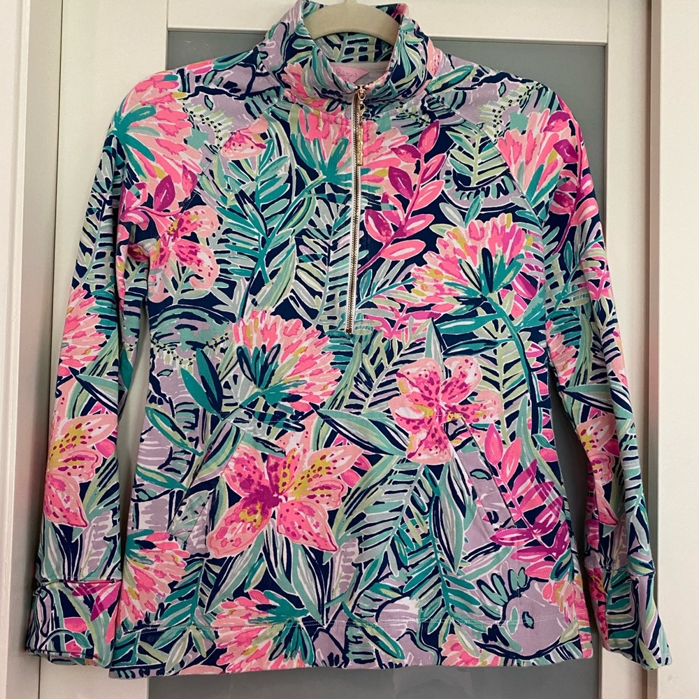 Lilly Pulitzer Skipper Popover Floral Quarter-Zip XXS - Picture 2 of 8